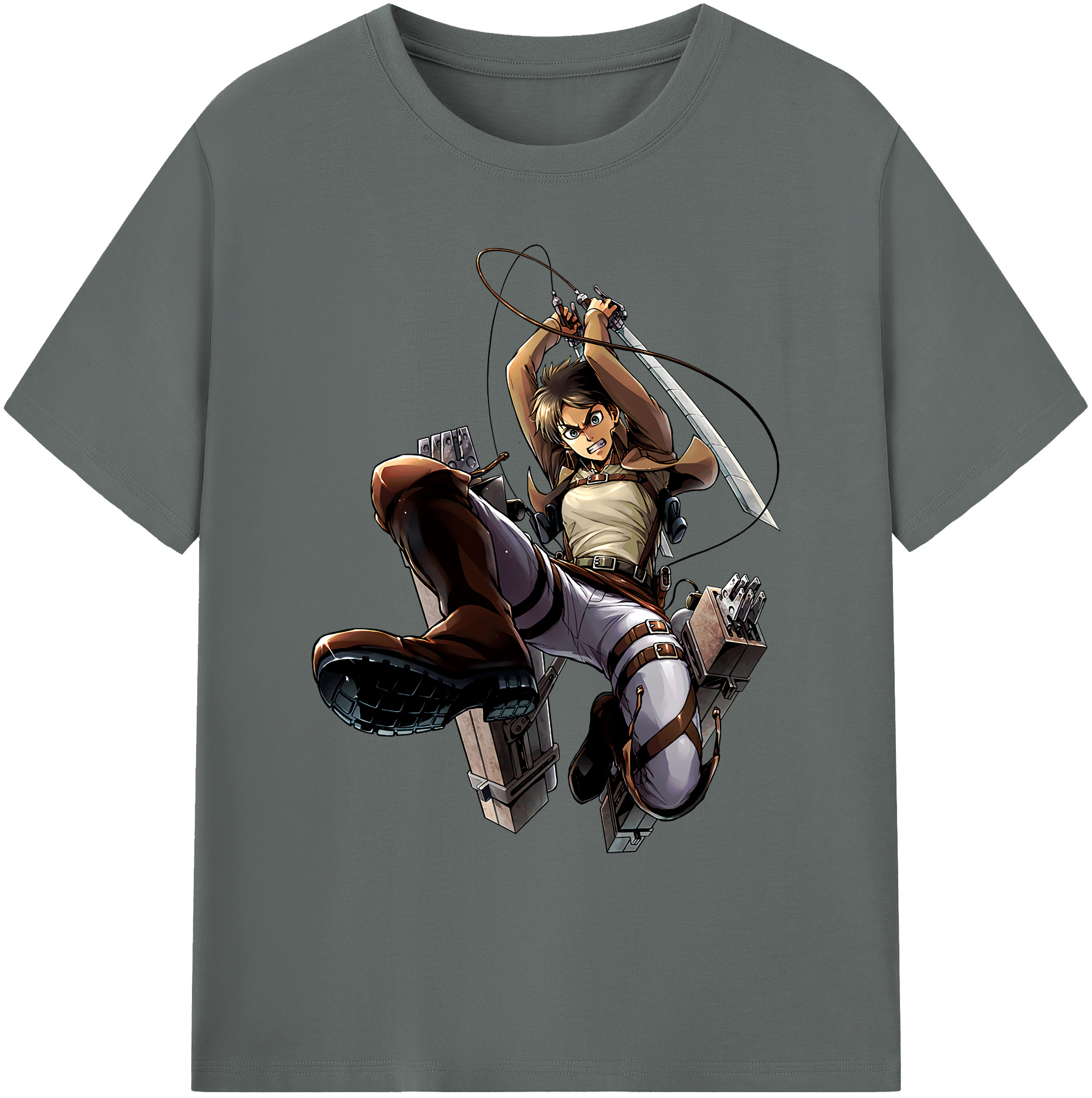 （画像用） 進撃の巨人 エレン･イェーガー Attack on Titan Eren Jäger 綿100％ メンズ半袖Tシャツ｜肌触りやわらか＆通気性